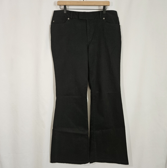 NWT Liz Claiborne Audra black corduroy flare leg pants women's size 14 - Picture 2 of 11